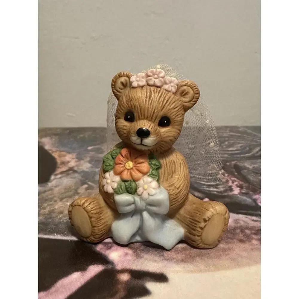 Vintage Homco #1413 June Bride Bear Porcelain Figurine Wedding